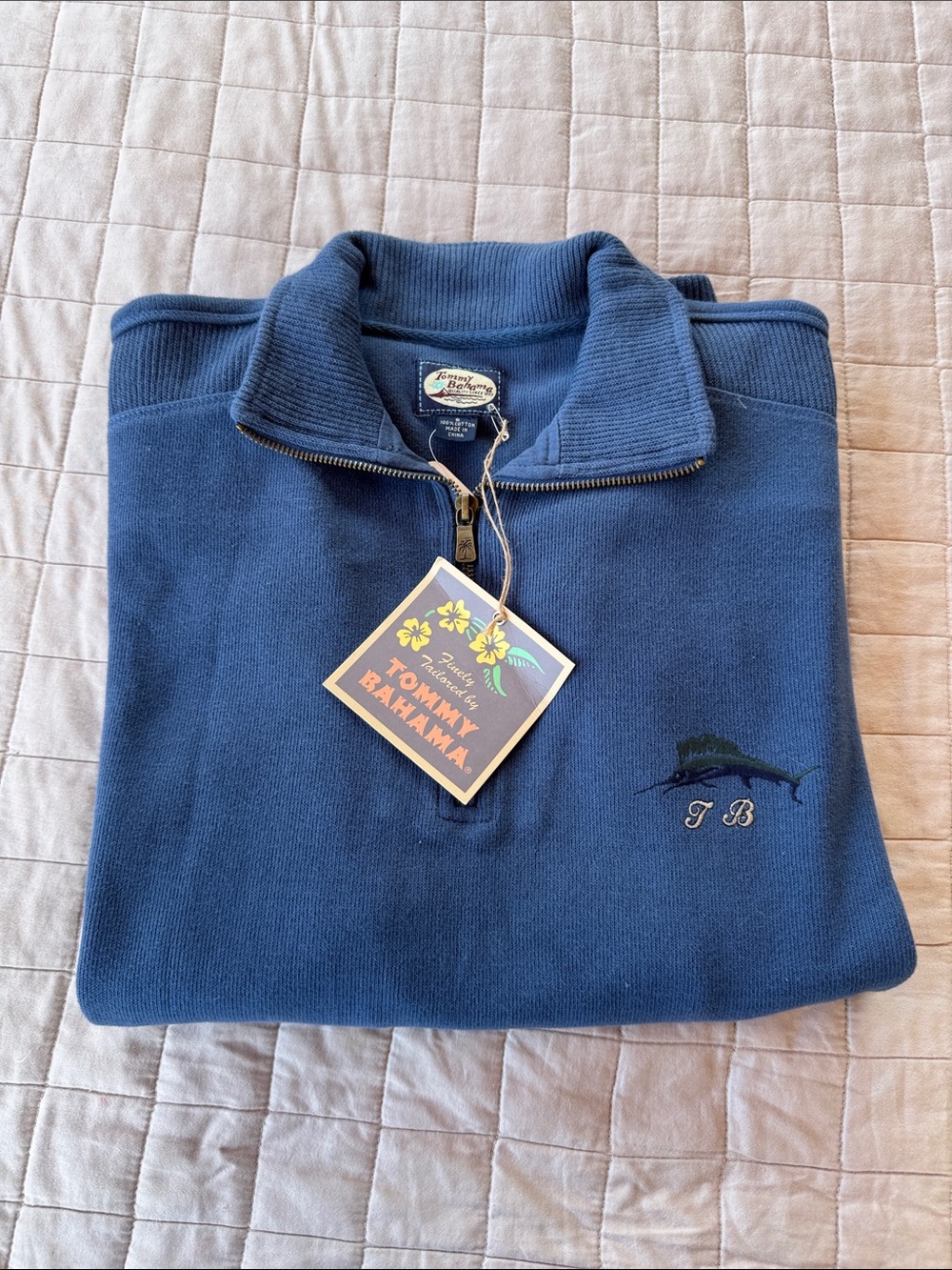 Tommy Bahama Men's Navy Half-Zip Pullover Sweater